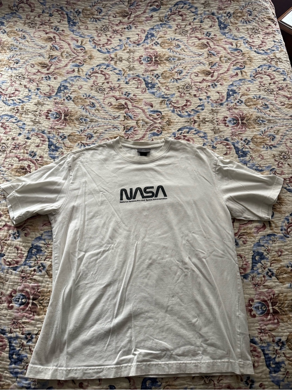 H&M White T-Shirt with Black NASA Logo
